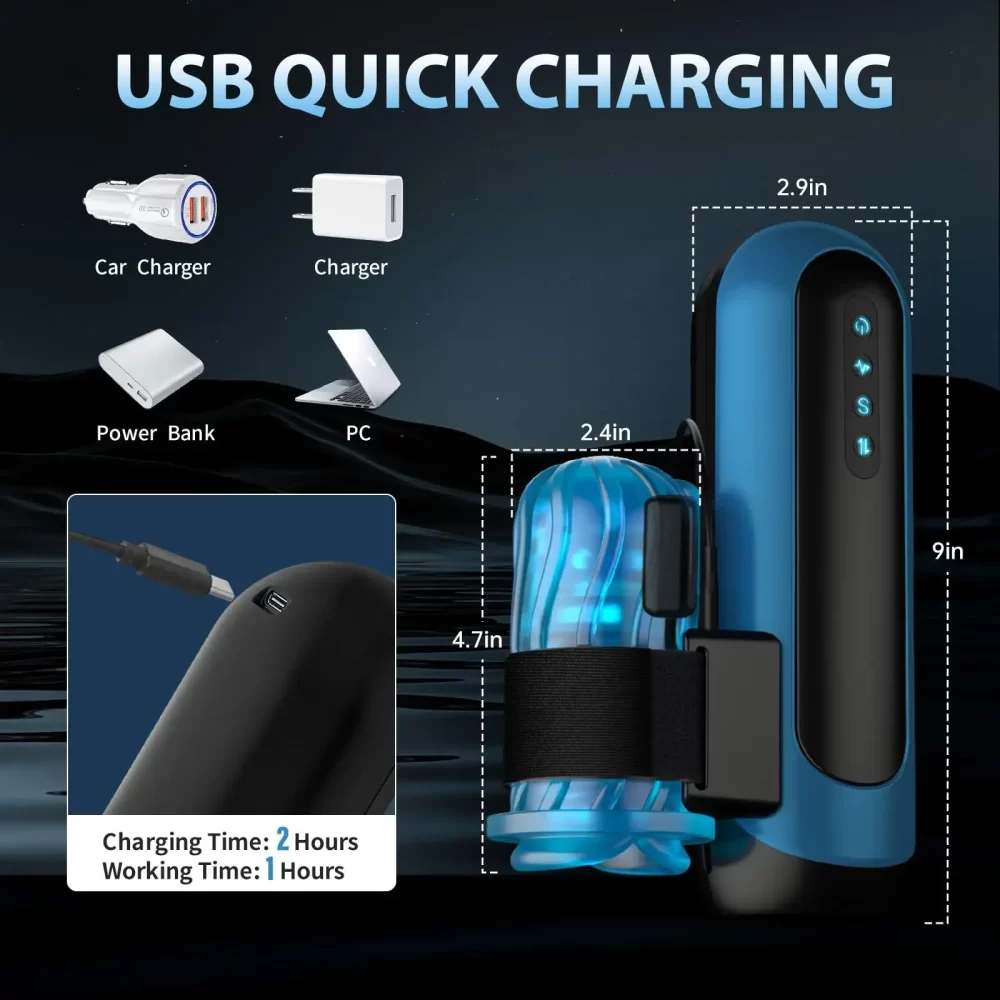 Automatic Male Masturbator Interchangeable Pocket Pussy Blowjob Vibrator with 6 Types of Piston and 5 Speed Modes Adult Sex Toys - Image 8