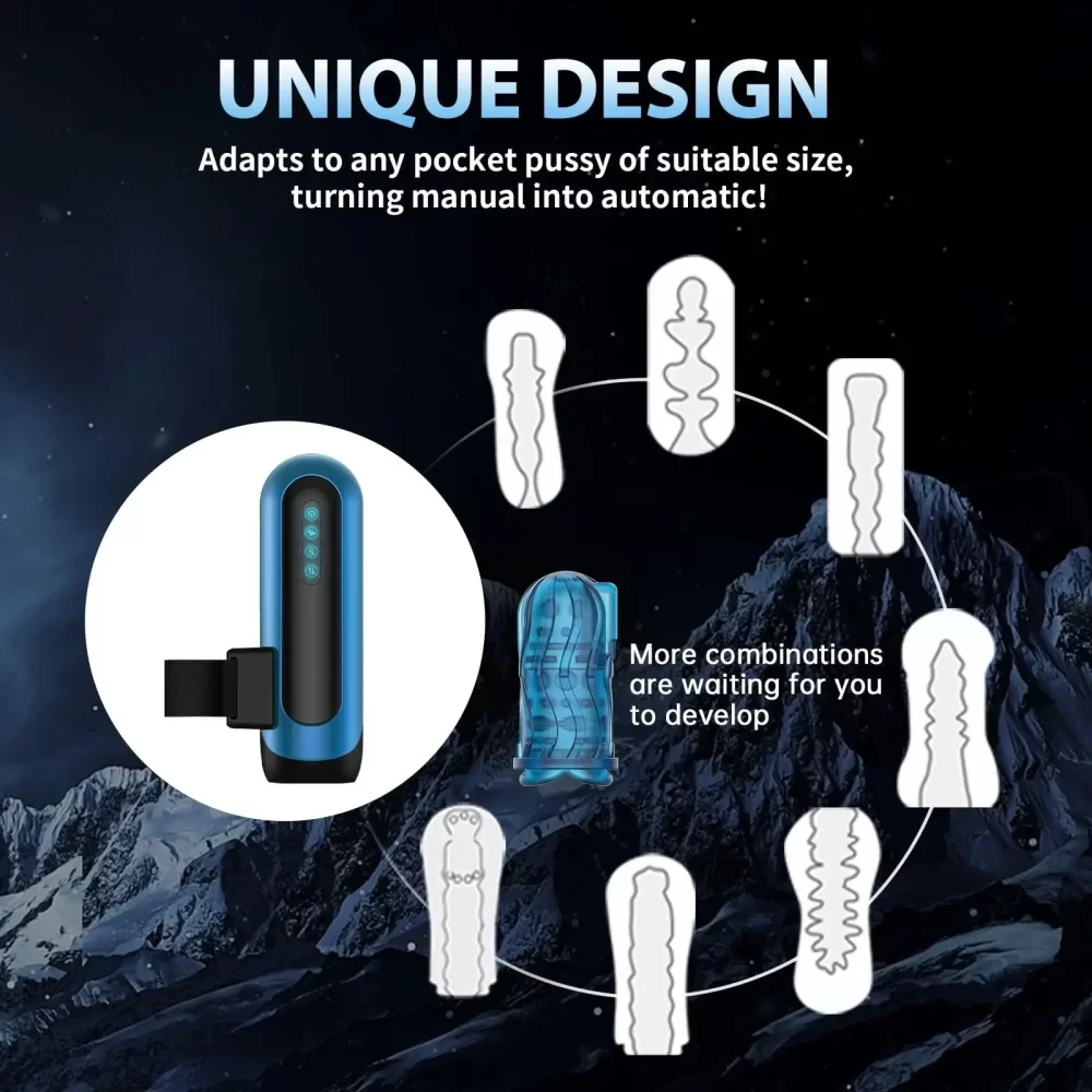 Automatic Male Masturbator Interchangeable Pocket Pussy Blowjob Vibrator with 6 Types of Piston and 5 Speed Modes Adult Sex Toys - Image 6