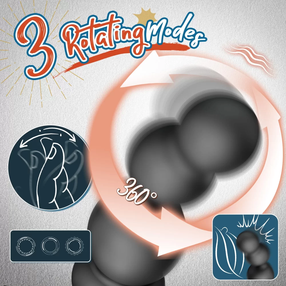 Anal Vibrator 360 Rotate Anal Beads Male Prostate Massager with Cock Ring Wireless Control Vibrating Butt Plug Sex Toys for Men - Image 3