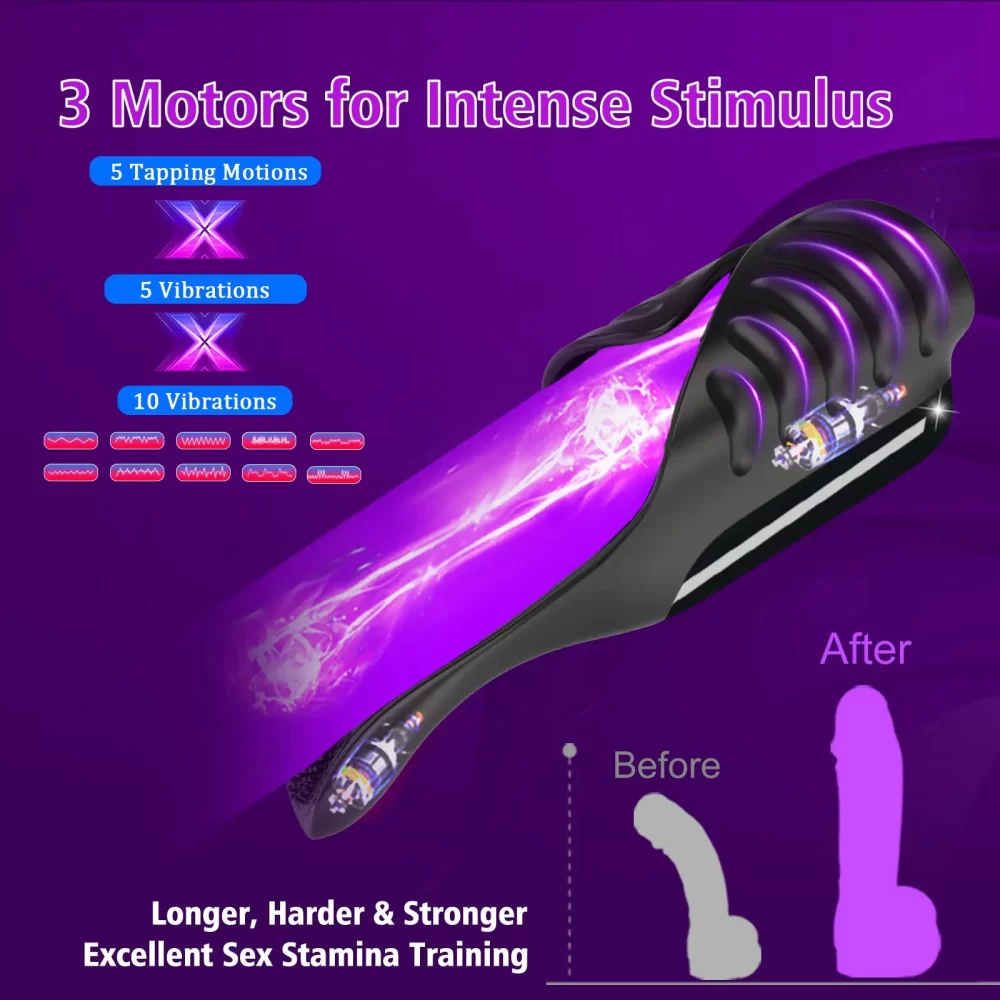 Adjustable Tapping Male Masturbator Man Automatic Penis Enlargement Erection Vibrator Trainer Stimulator Prostate Adult Sex Toys - Image 8